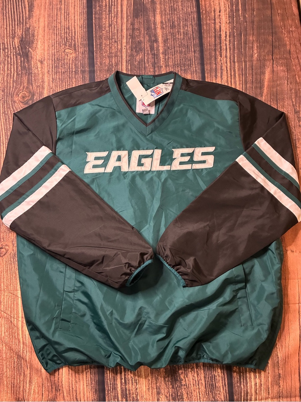 Philadelphia Eagles Men’s Teal and Black Pullover Windbreaker Jacket xxl